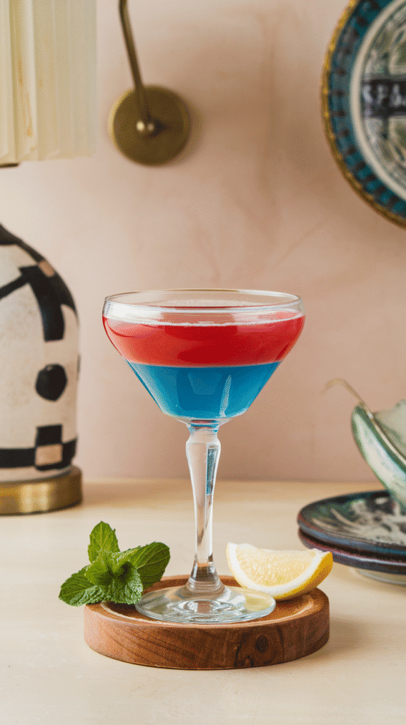 Reliving childhood memories in a glass with the Rocket Pop Martini. This nostalgic favorite is chic and perfect for holiday celebrations!