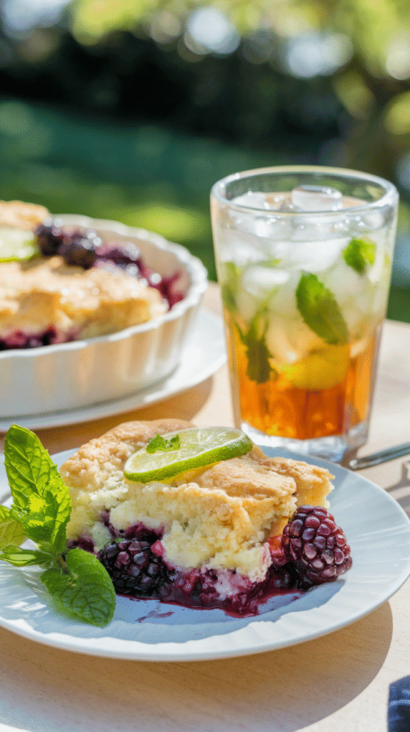 Awaken your taste buds with this tangy blackberry and lime cobbler – a perfect summer treat infused with a hint of mint.
