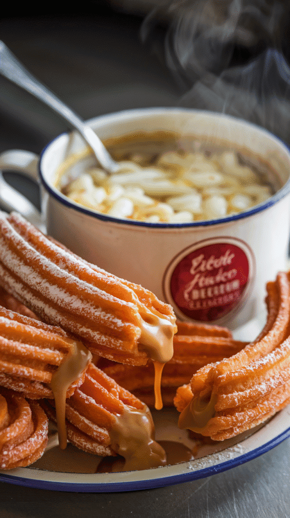 Churros filled with caramel or chocolate.