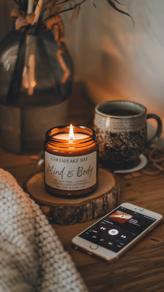 You light a Chesapeake Bay Mind & Body Candle, play your favorite playlist, and sip a comforting drink as you start your day.