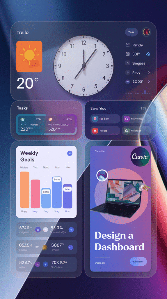 Create a digital dashboard for tracking life goals. Perfect for digital planners who love a bit of elegance.