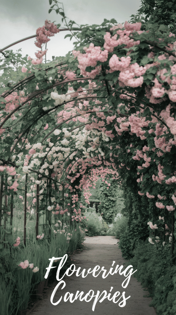 Create an idyllic escape with flowering canopies that form a blooming overhead tunnel, immersing you in nature's beauty.
