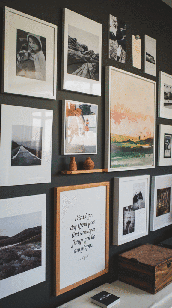 Frames in different sizes filled with your travel photos, inspirational quotes, and cute prints that tell your story at a glance.