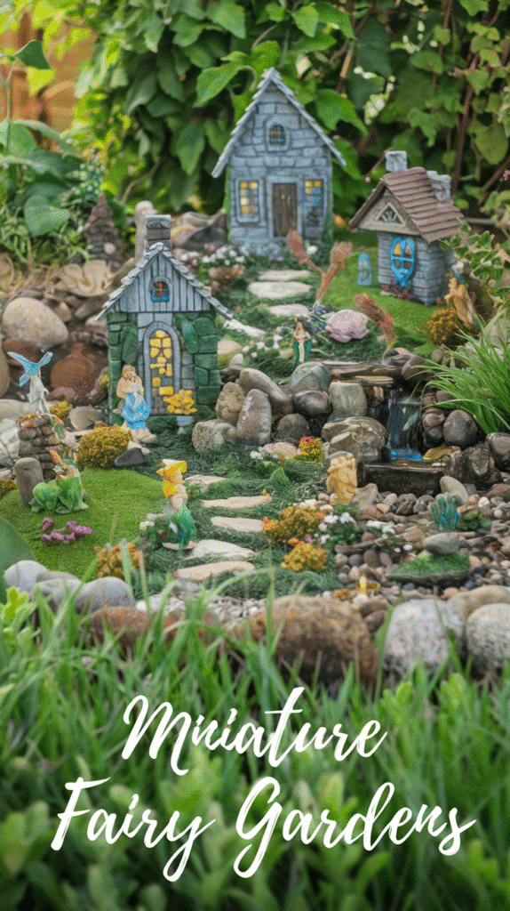 Craft your own fantasy world with miniature fairy gardens where imagination takes flight amid tiny details.