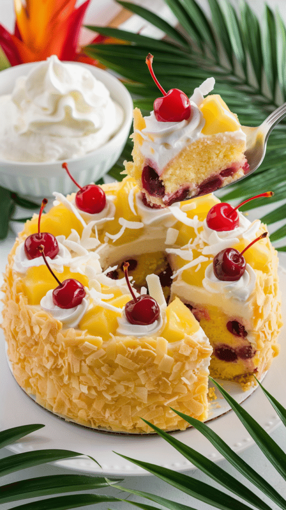 Escape to the tropics with this Pineapple Cherry Dump Cake – easy, vibrant, and loaded with exotic flavors.