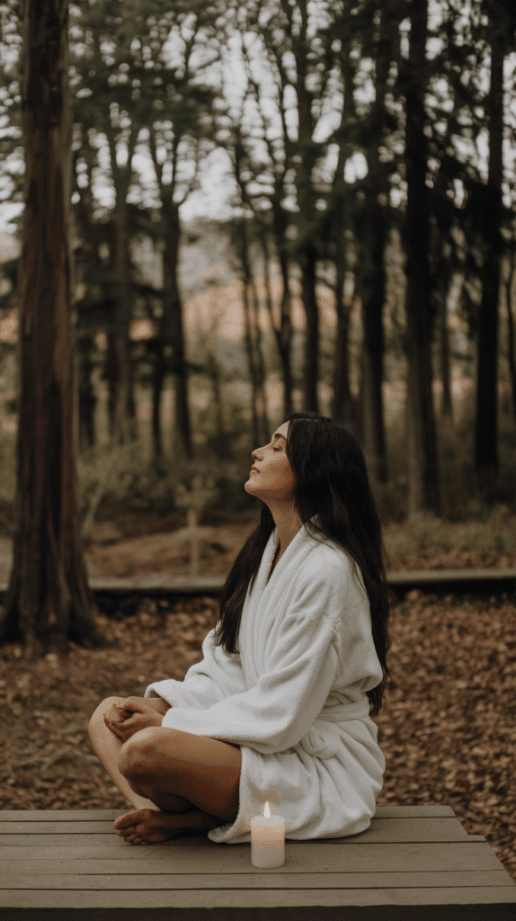 You catch yourself mid-scroll and instead light a candle, step outside barefoot, or do five deep breaths.