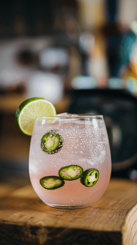 Zesty, spicy, and a little rebellious. A bold cocktail with tart grapefruit and spicy jalapeños that packs a punch with every fizzy sip.