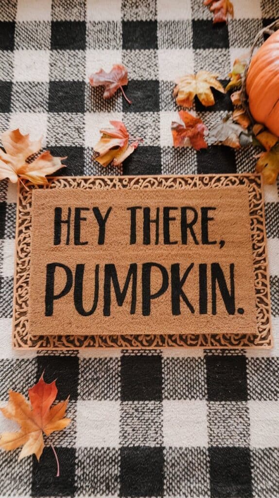Your doormat sets the tone before guests even knock. Choose one with a leaf pattern, a cheeky pumpkin phrase, or classic autumn colors.
