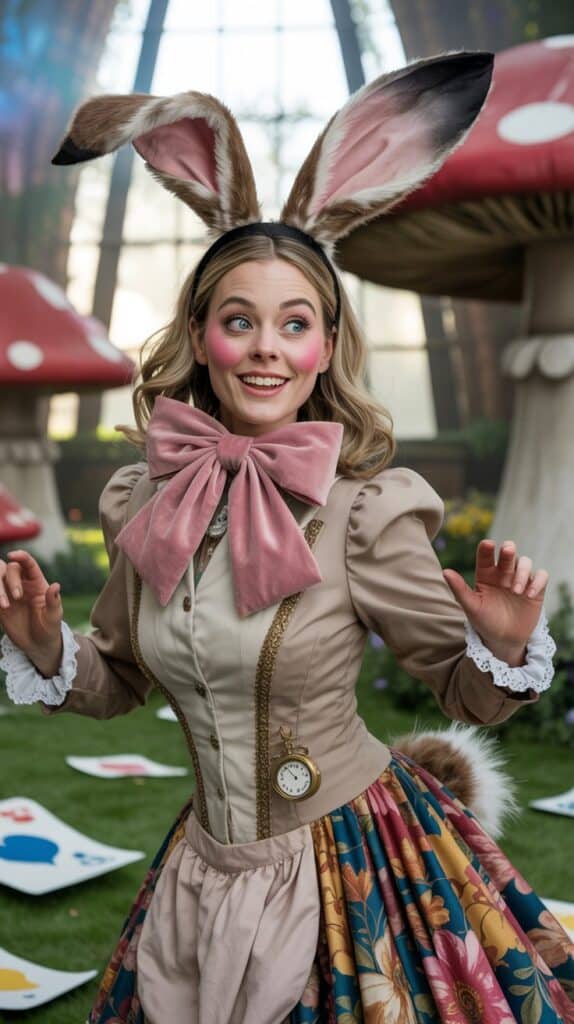 Tea party vibes come alive with the March Hare costume. Floppy ears, whimsical jackets, and quirky accessories complete the look.