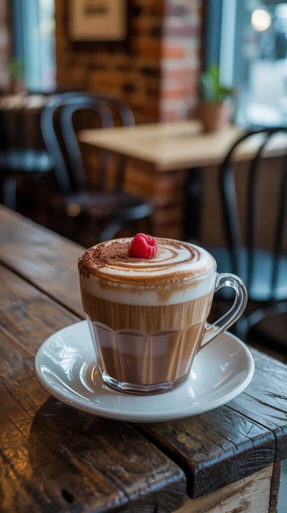 DIY Café Drinks: A cozy mug filled with chocolatey coffee goodness, topped with a dollop of whipped cream and a dusting of cocoa.