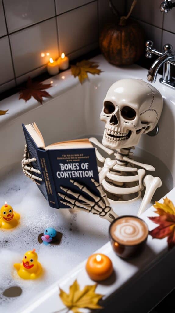 Spooky DIY Halloween Decor: Skeletons Doing Ordinary Things