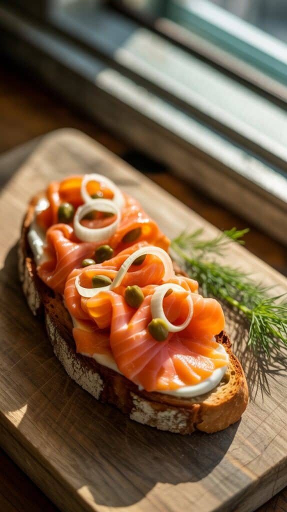 High-Protein Breakfasts: For a savory breakfast, smoked salmon toast feels luxurious but only takes 5 minutes to assemble.