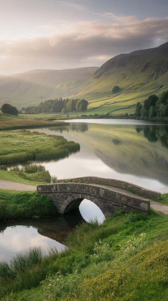 Underrated National Parks: Rowing across a still lake at sunrise, surrounded by emerald hills and stone villages.