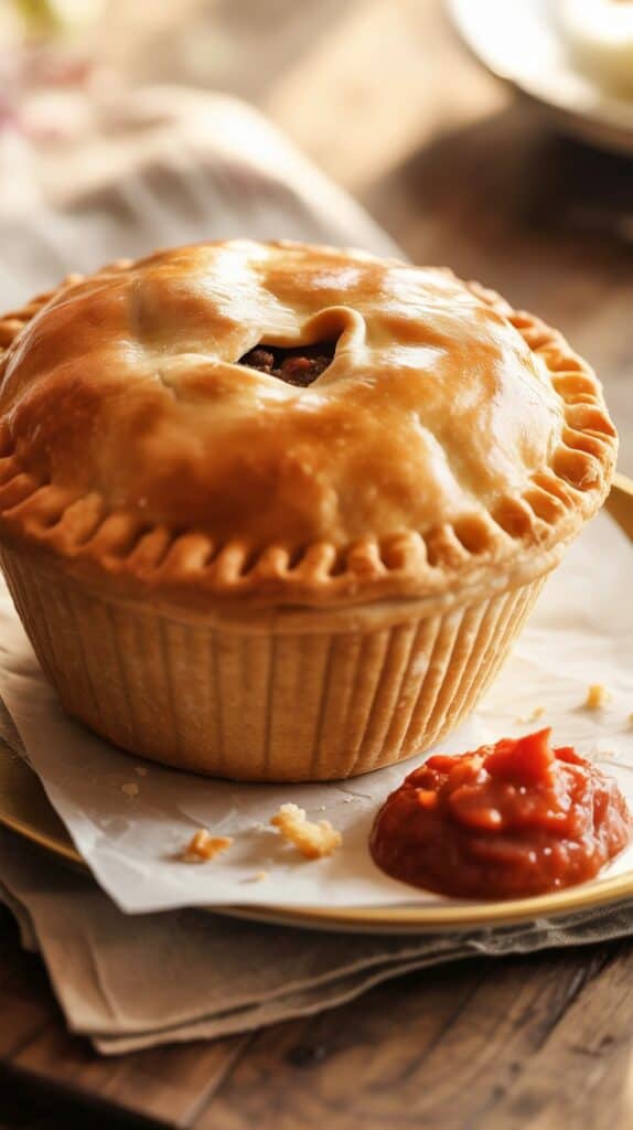 Iconic Dishes: Served everywhere from sports stadiums to bakeries, this handheld pie is a symbol of Aussie comfort food, rich filling wrapped in buttery pastry.