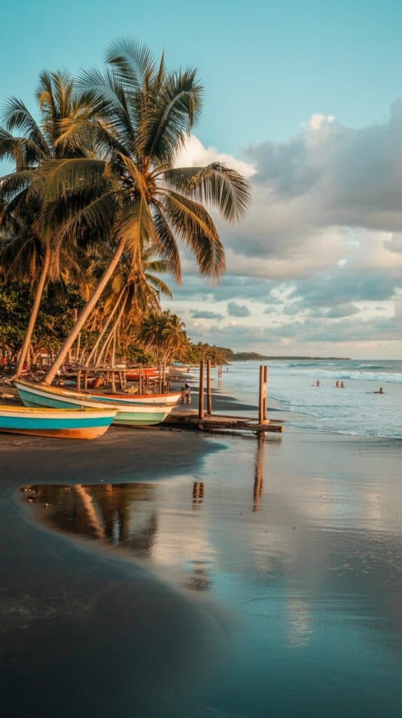 Swinging in a hammock with a fresh coconut, while the sunset paints the horizon orange and pink.