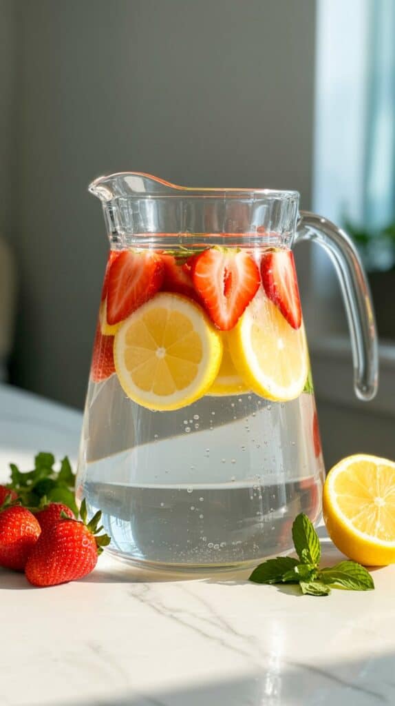 Fruit-Infused Water Recipes: Sweet, citrusy, and perfect for glowing skin.