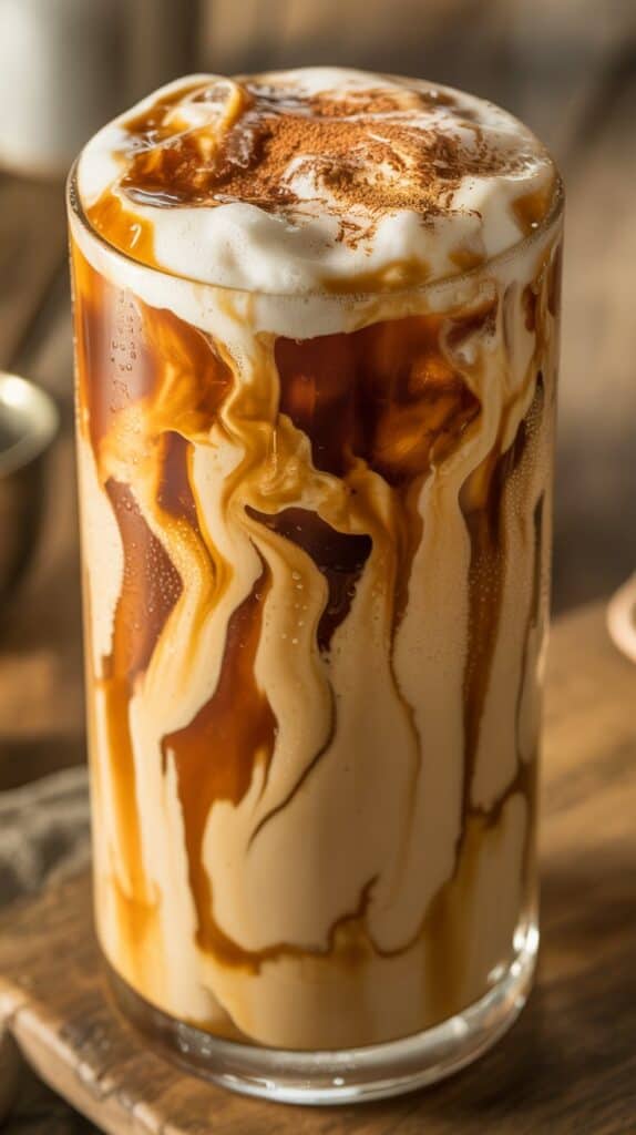 Layers of spiced tea and velvety foam, the scent of cinnamon in the air; it’s calm, cozy, and beautifully photogenic.