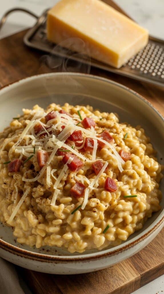 Savory Oatmeal Recipes: Creamy, glossy oats coated in sauce, speckled with black pepper, the kind of dish that feels indulgent but takes minutes to make.