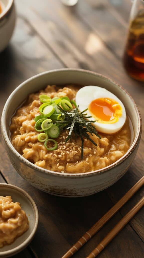 Steam rising from a porcelain bowl, the nutty aroma of sesame mingling with miso’s savory depth, simple but deeply nourishing.