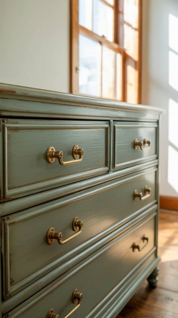 Decorating on a Dime: Your old dresser suddenly looks brand-new, with sleek brass handles and a fresh coat of paint.