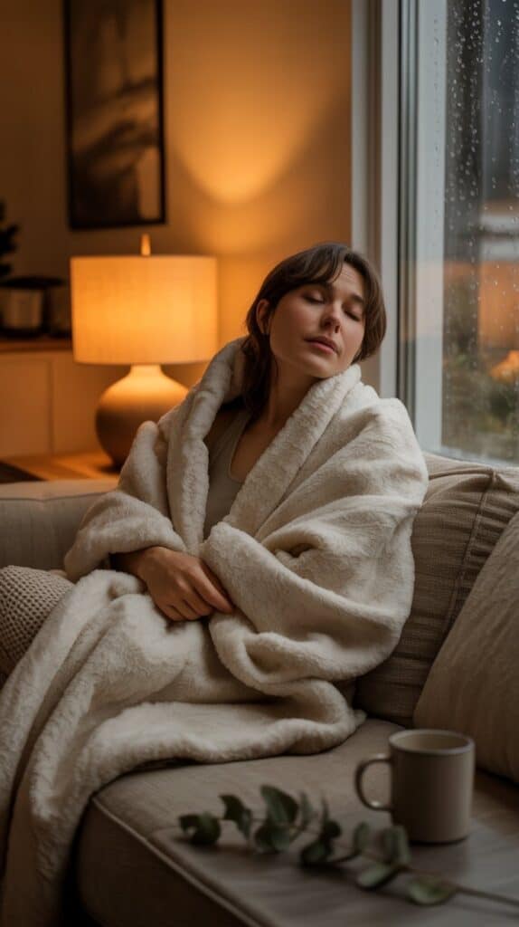 A conversation feels slightly off, but instead of carrying it with you, you come home, wrap yourself in a soft throw blanket, and let the day settle. You don’t replay it; you release it.