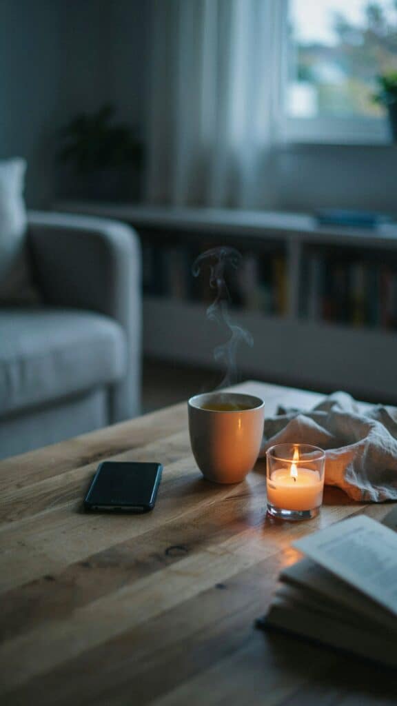 You place your phone face down on the table and step away. You light a candle, make tea, and let the quiet exist without trying to fill it. The silence no longer feels heavy; it feels peaceful.
